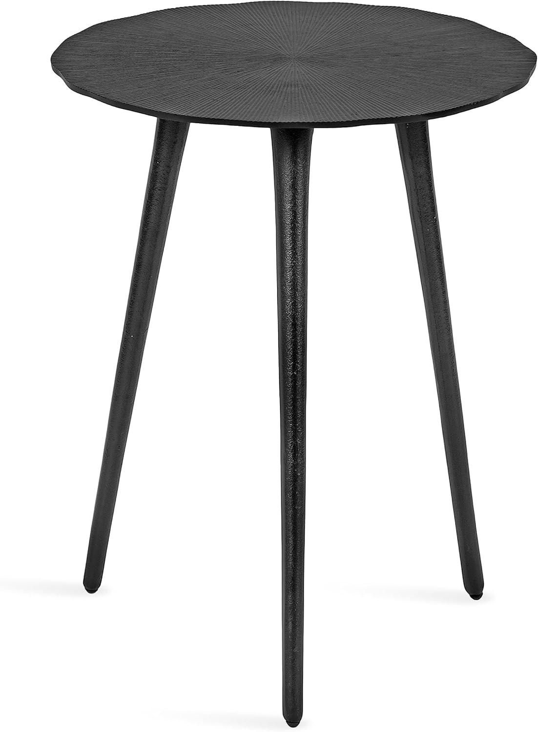 Black Aluminum Round Side Table with Tapered Legs