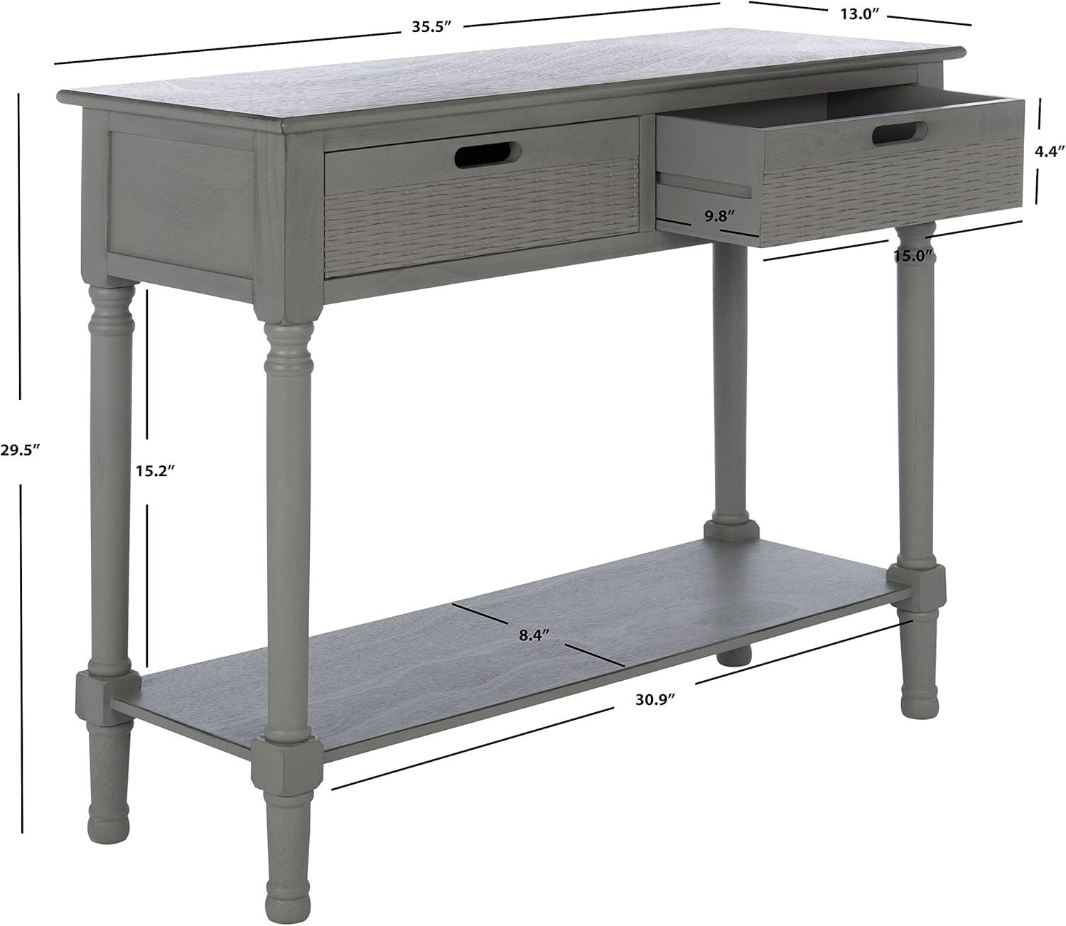 Distressed Gray Wood Console Table with Storage Drawers