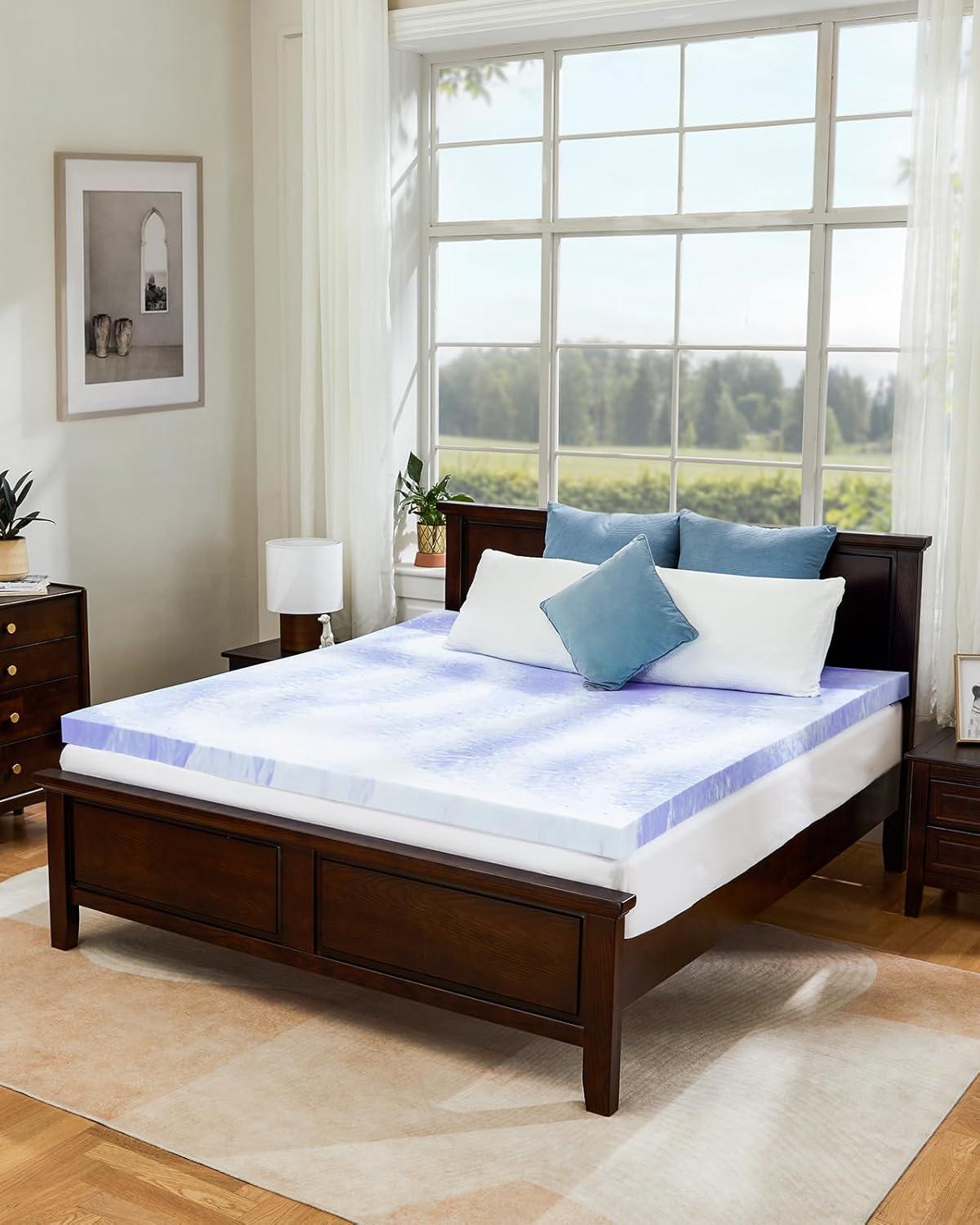 Queen Size Cooling Gel Memory Foam Mattress Topper