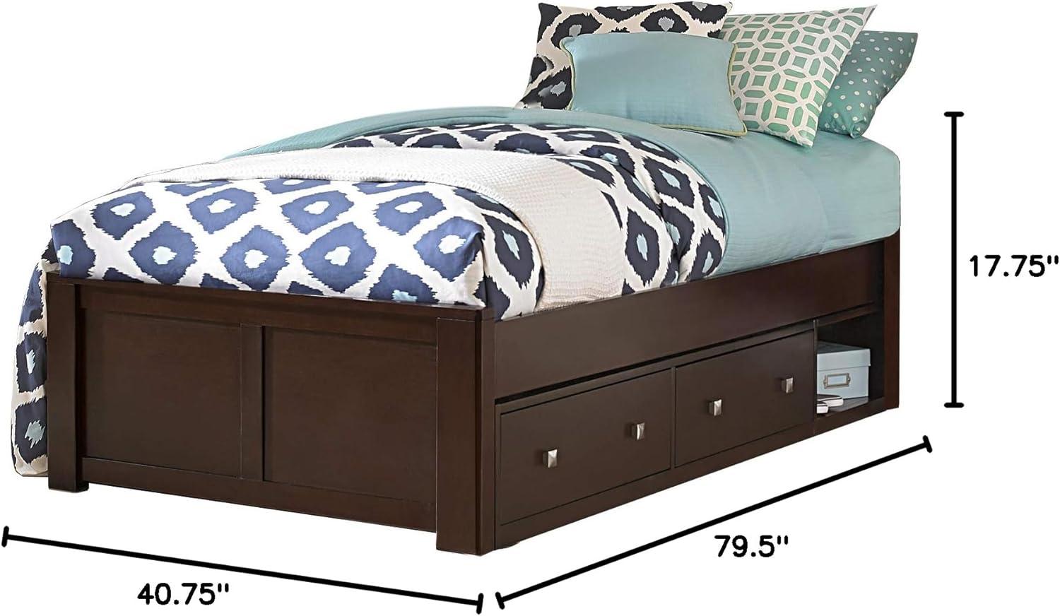 NE Kids Pulse Twin Storage Platform Bed in Chocolate