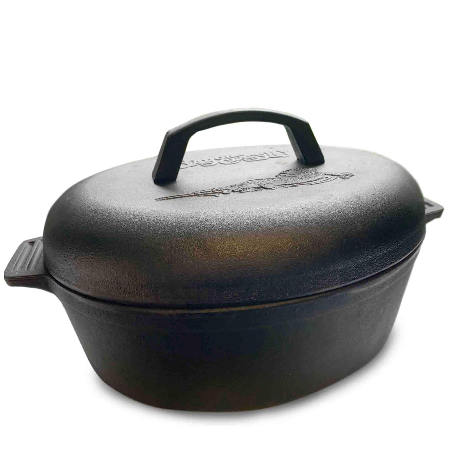 Bayou Classic 7415 6 Qt. Oval Cast Iron Roaster Pot with Lid and Handles