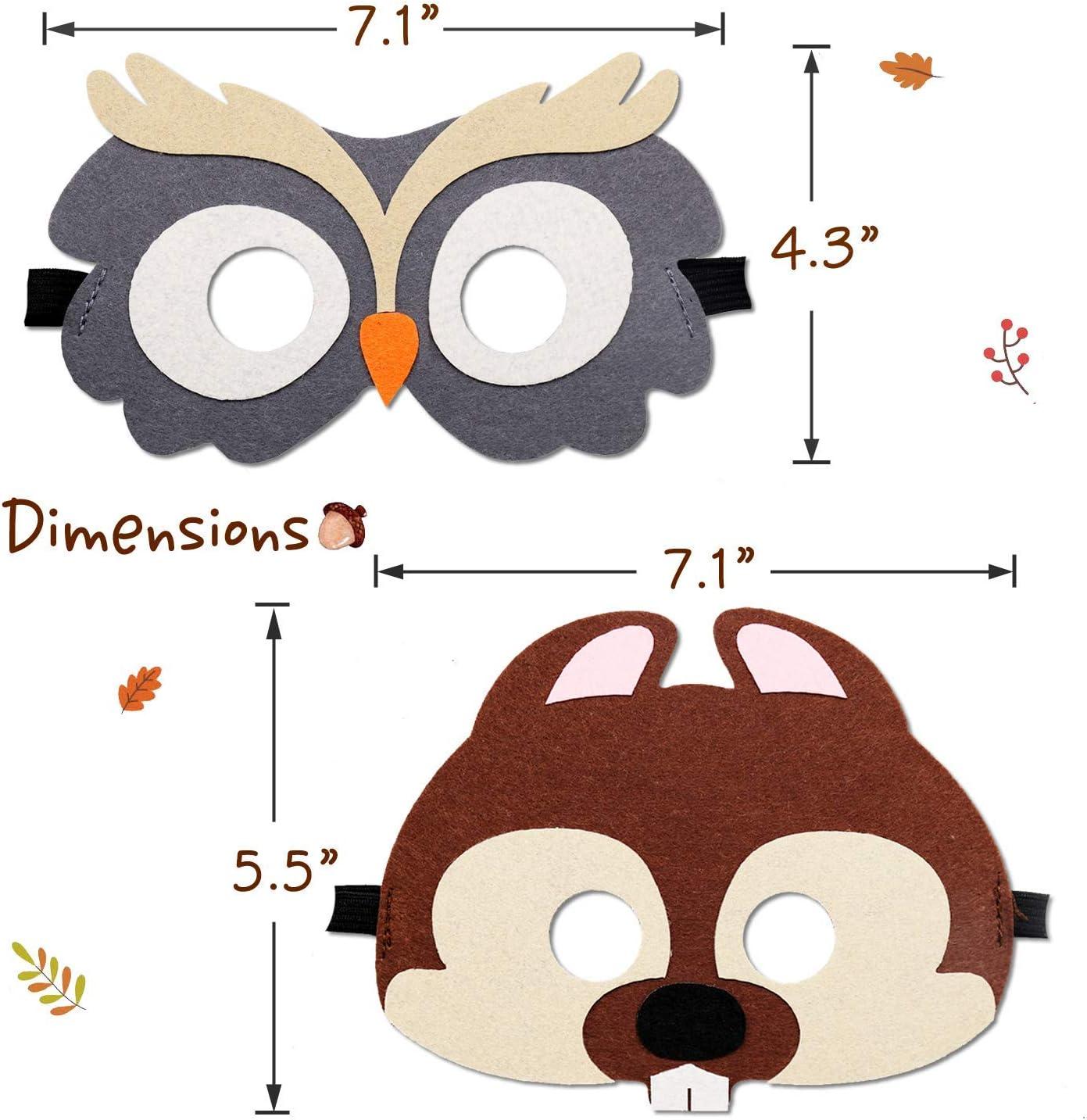 CiyvoLyeen Forest-Friends Animals Felt Masks 10 pcs Woodland Creatures Animal Cosplay Zoo Camping Themed Party Favors Supplies for Boys or Girls