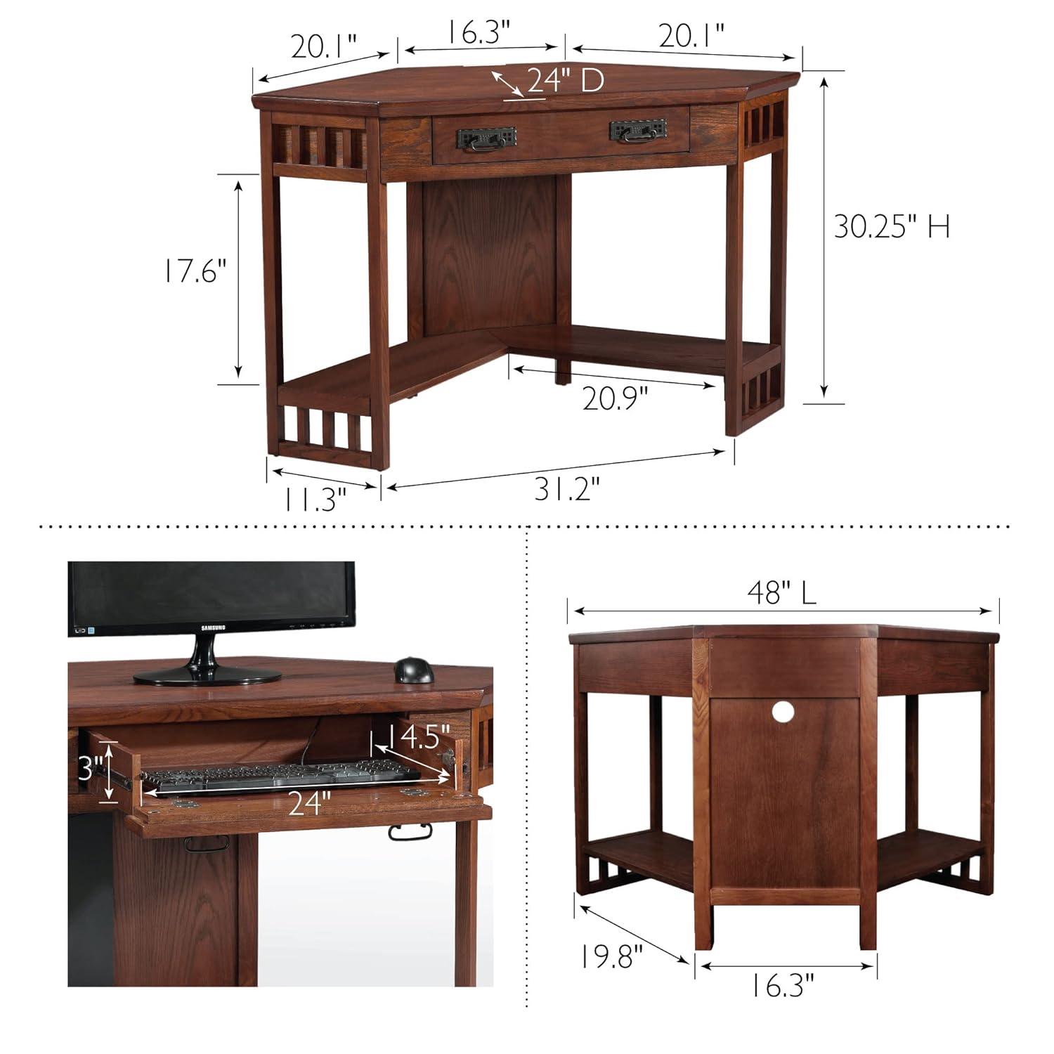 Mission Corner Computer Desk in Mission Oak