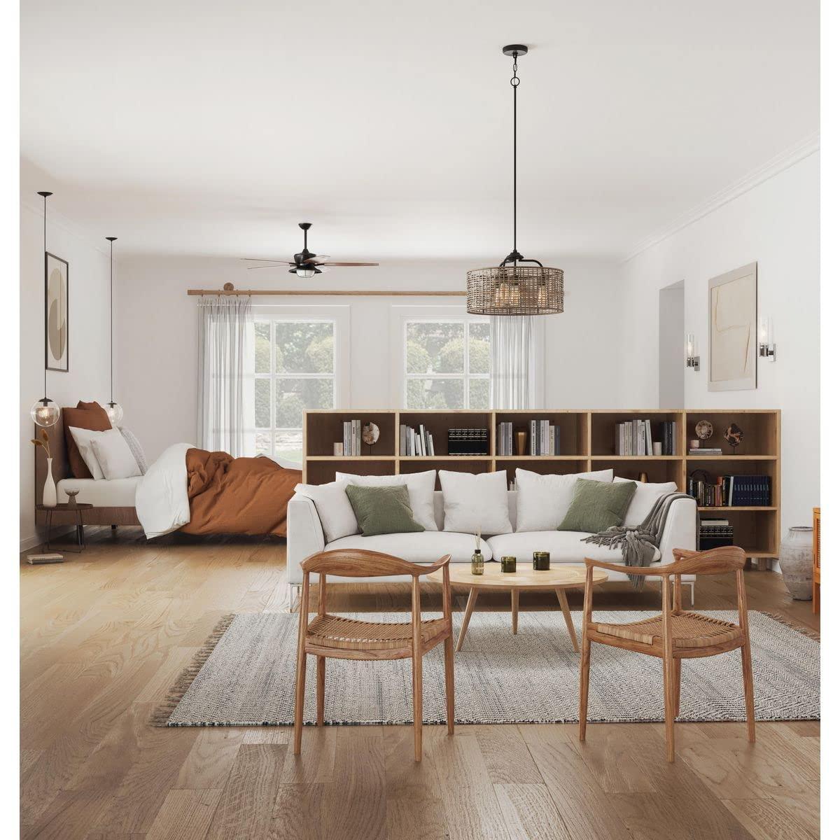 Progress Lighting, Atwell Collection, 1-Light, Pendant Light, Matte Black, Glass Globe Shade