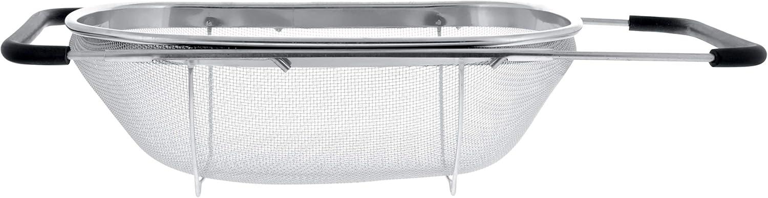 U.S. Kitchen Supply Over the Sink Deep Well Oval Stainless Steel Colander Fine Mesh w/ Extendable Handle