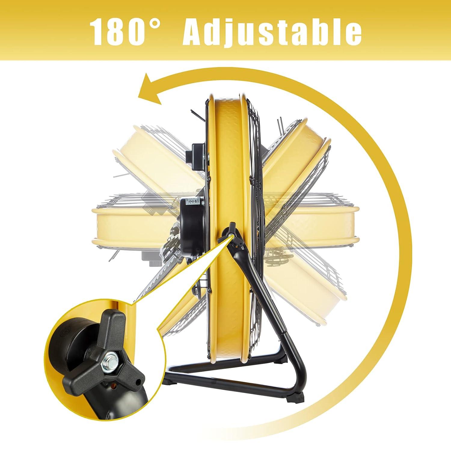 HiCFM 6300 CFM 20 inch Heavy Duty Shroud Fan with IP44 Enclosed Powerful 1/4 Motor, High Velocity Air Circulator for Workshop, Garage, Commercial or Industrial rooms - UL Safety Listed