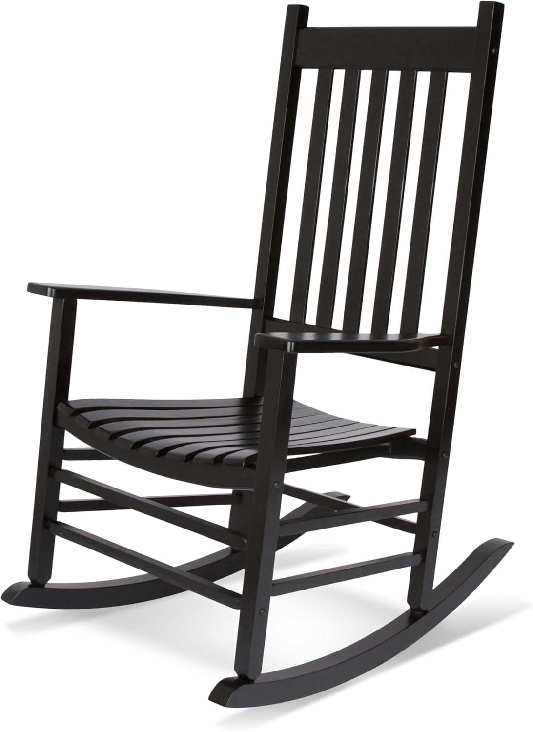 Shine Company Vermont Porch Rocker, High Back Wood Rocking Chair, Black