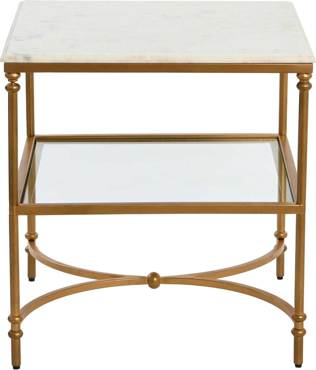 Creative Co-Op Libertine Genuine Marble and Metal Coffee Table, Gold Finish