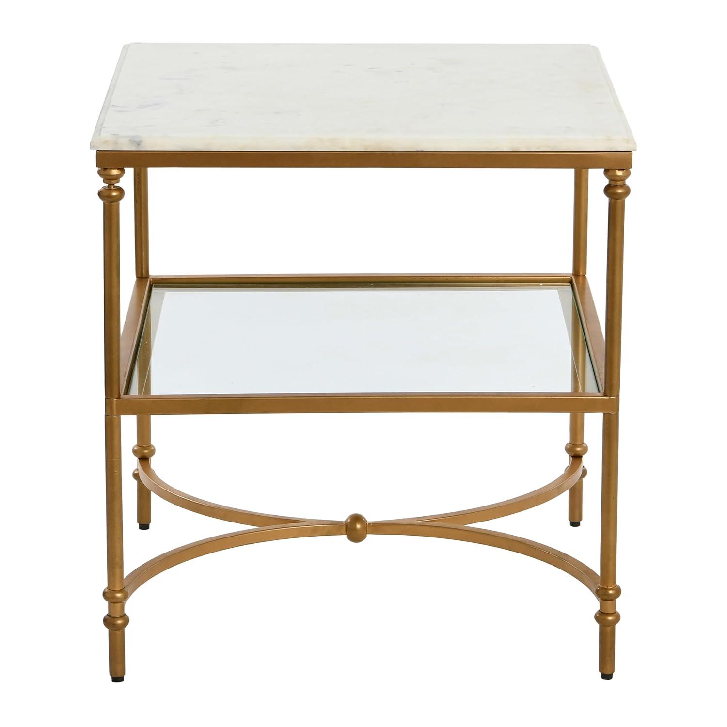 Creative Co-Op Libertine Genuine Marble and Metal Coffee Table, Gold Finish