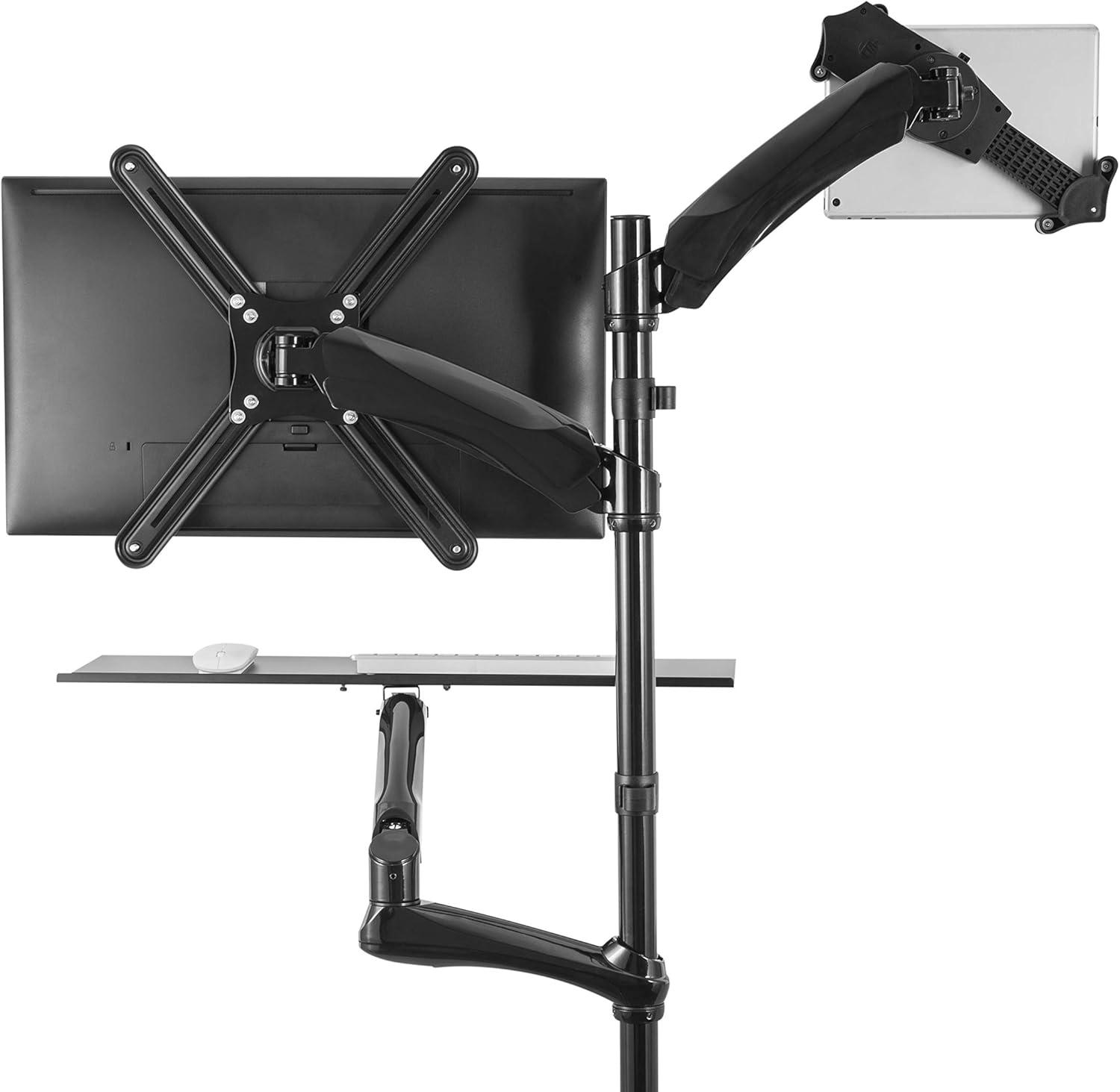 Cta Digital Pad-2amtk 2-in-1 Adjustable Monitor & Tablet Mount Stand With Keyboard Tray