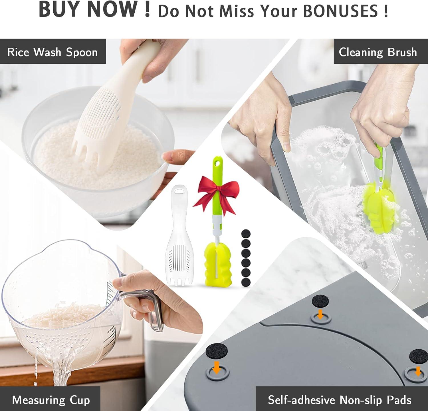 Gray BPA-Free Large Rice Dispenser with Measuring Cup