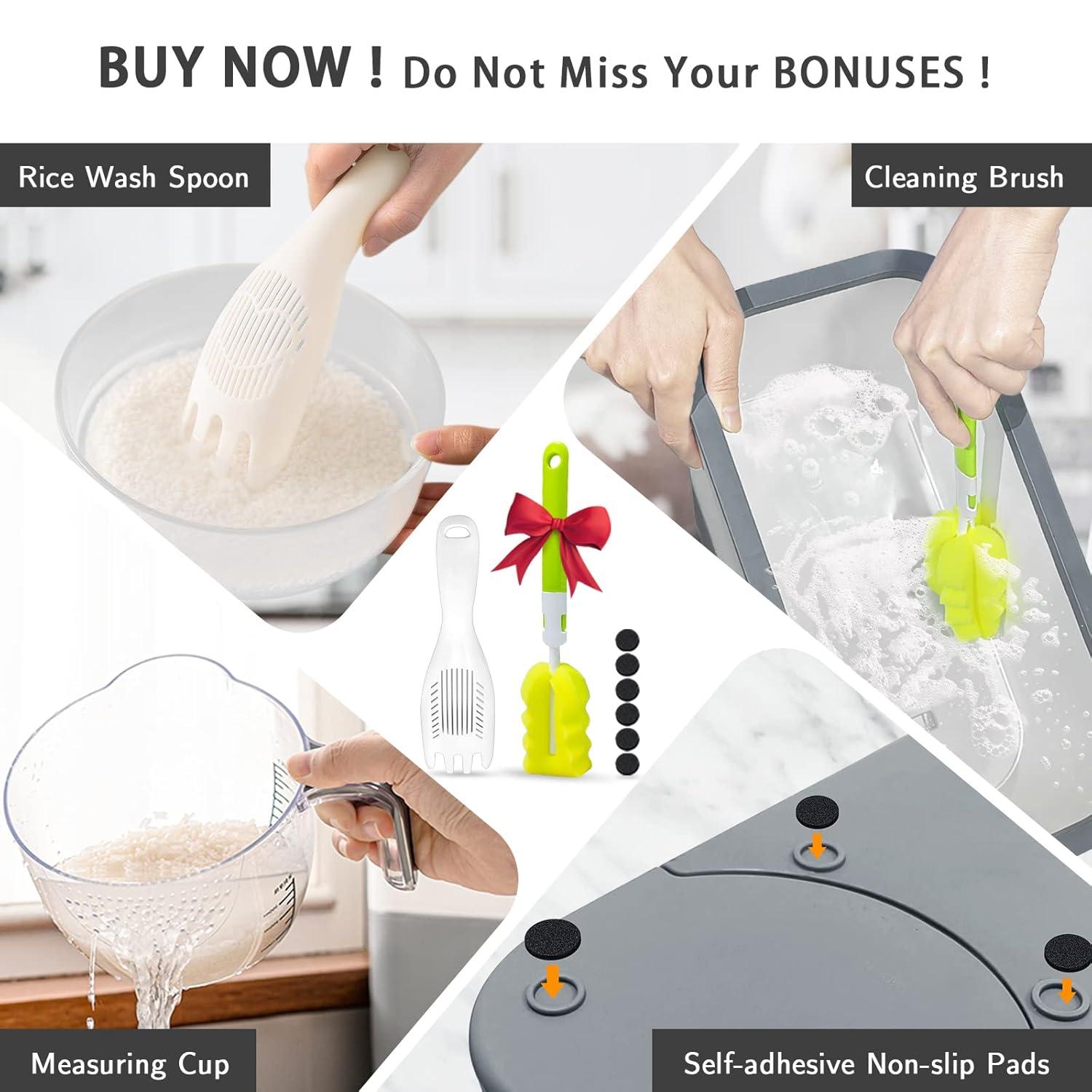 Gray BPA-Free Large Rice Dispenser with Measuring Cup