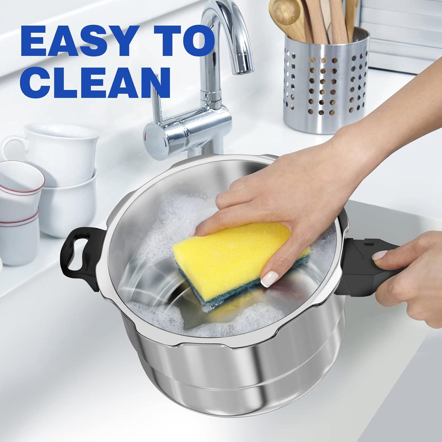 WantJoin 6Qt Aluminum Pressure Cooker w/Release Valve & Multiple Protective Devices,Pressure Canner Compatible with Gas & Induction Cooker,Canner Rack Included