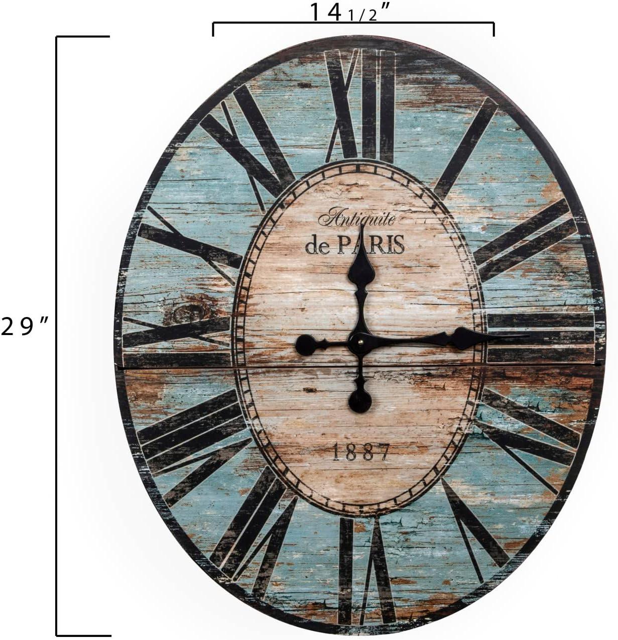 Woven Paths 29" Oval Turquoise Wood Wall Clock