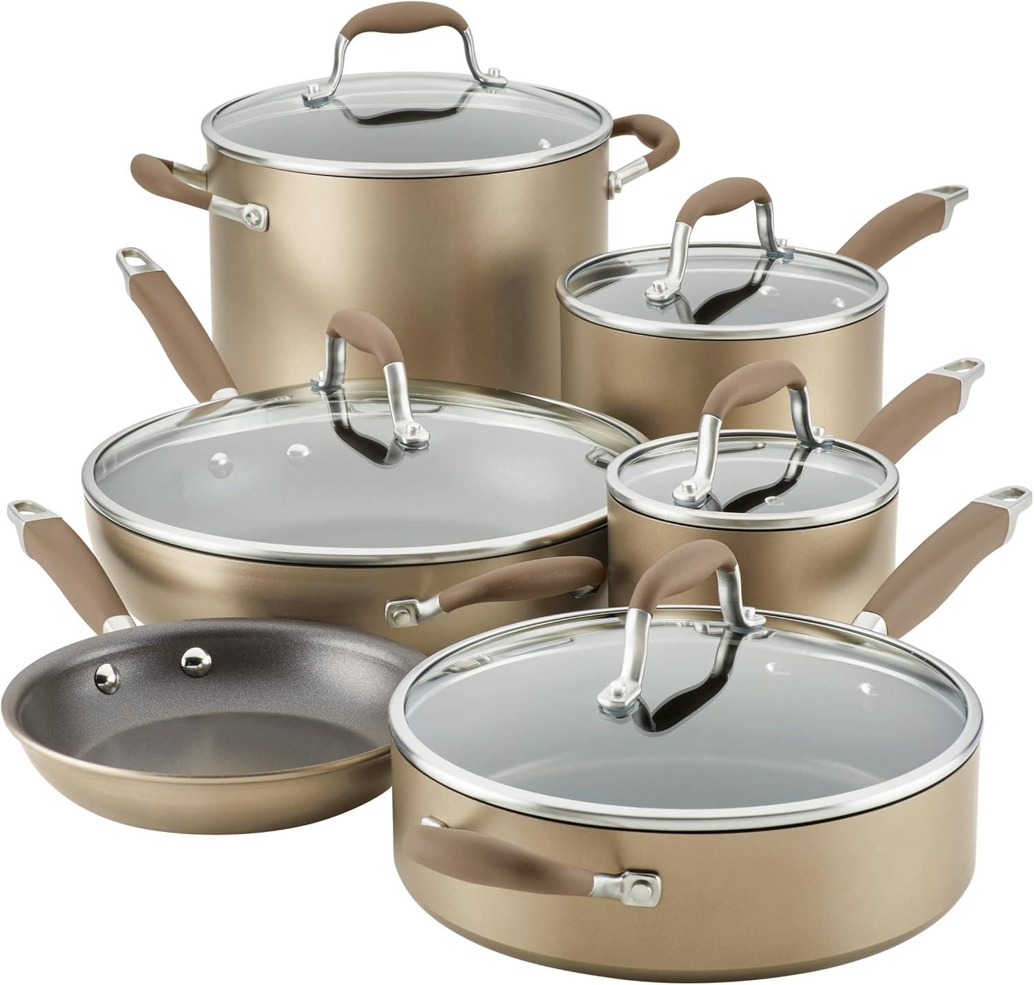 Bronze Hard-Anodized Nonstick 11-Piece Cookware Set