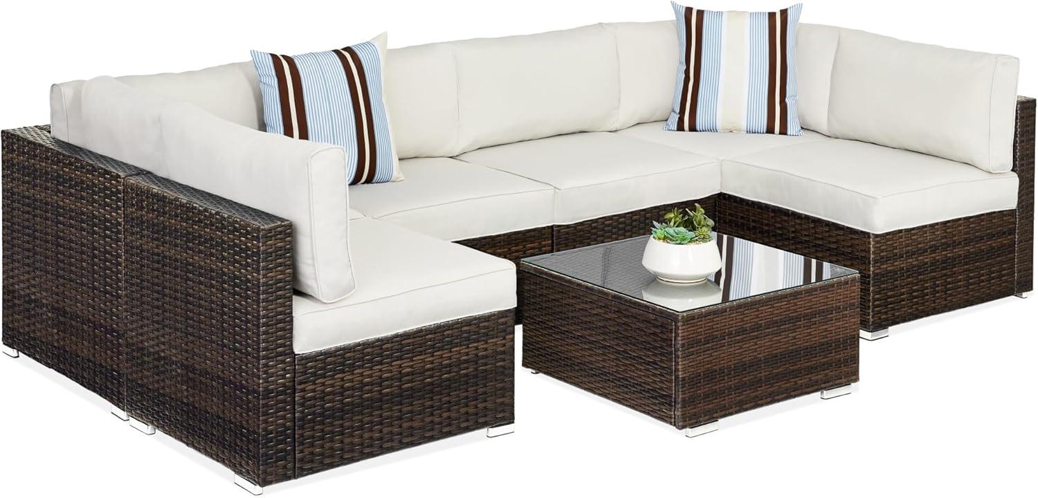 Best Choice Products 7-Piece Outdoor Modular Patio Conversation Furniture, Wicker Sectional Set