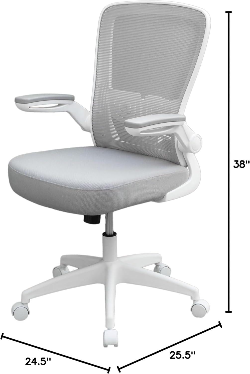 Boss Grey Mesh, Flip Arm, Task Chair, White Frame