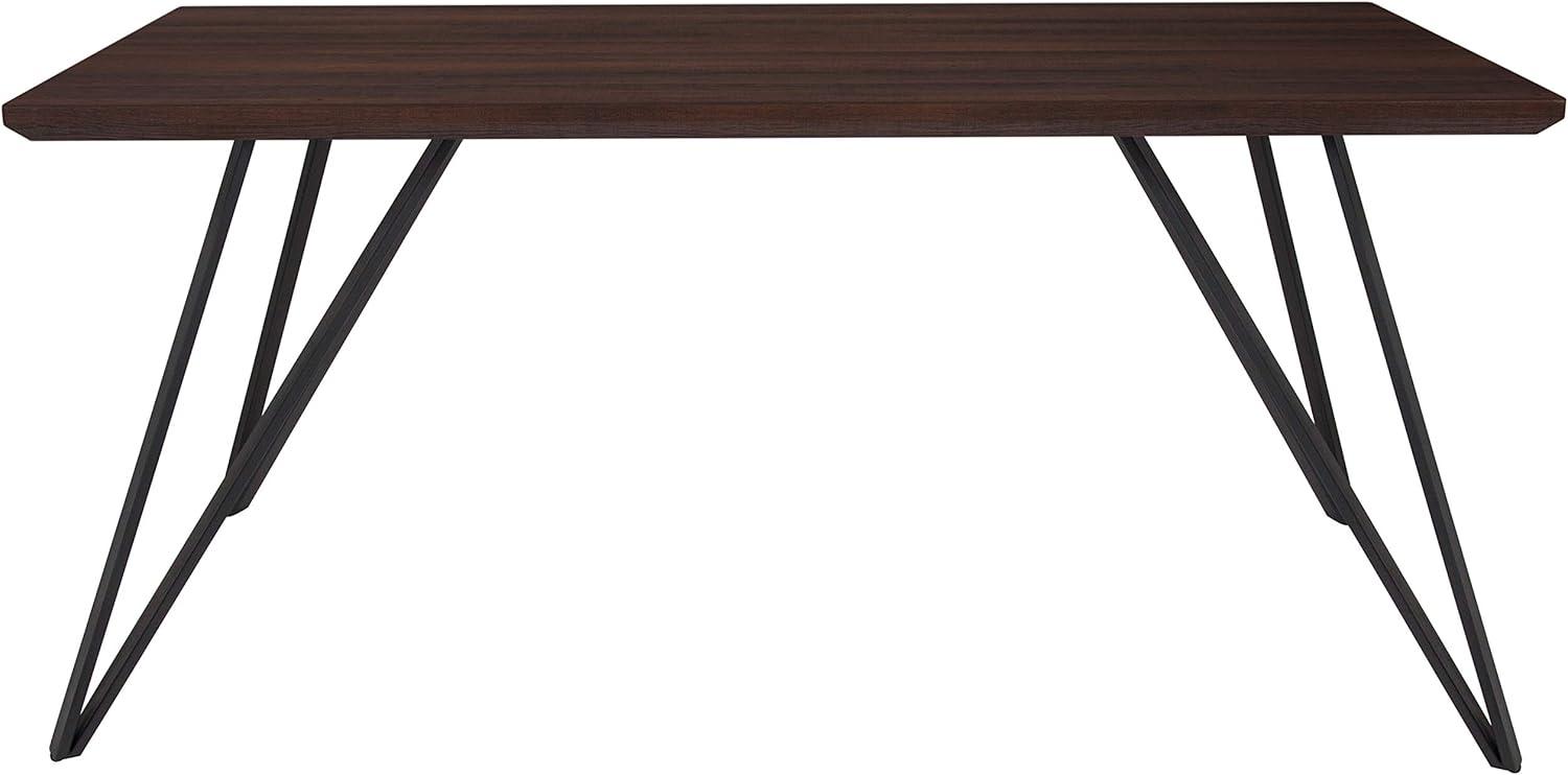 Modern Distressed Dark Ash Wood Dining Table with Triangular Legs