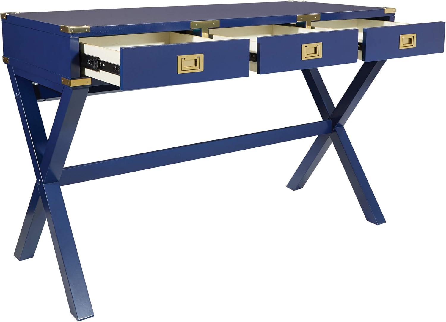 Wellington 46" Desk with Power in Lapis Blue Finish in Engineered Wood