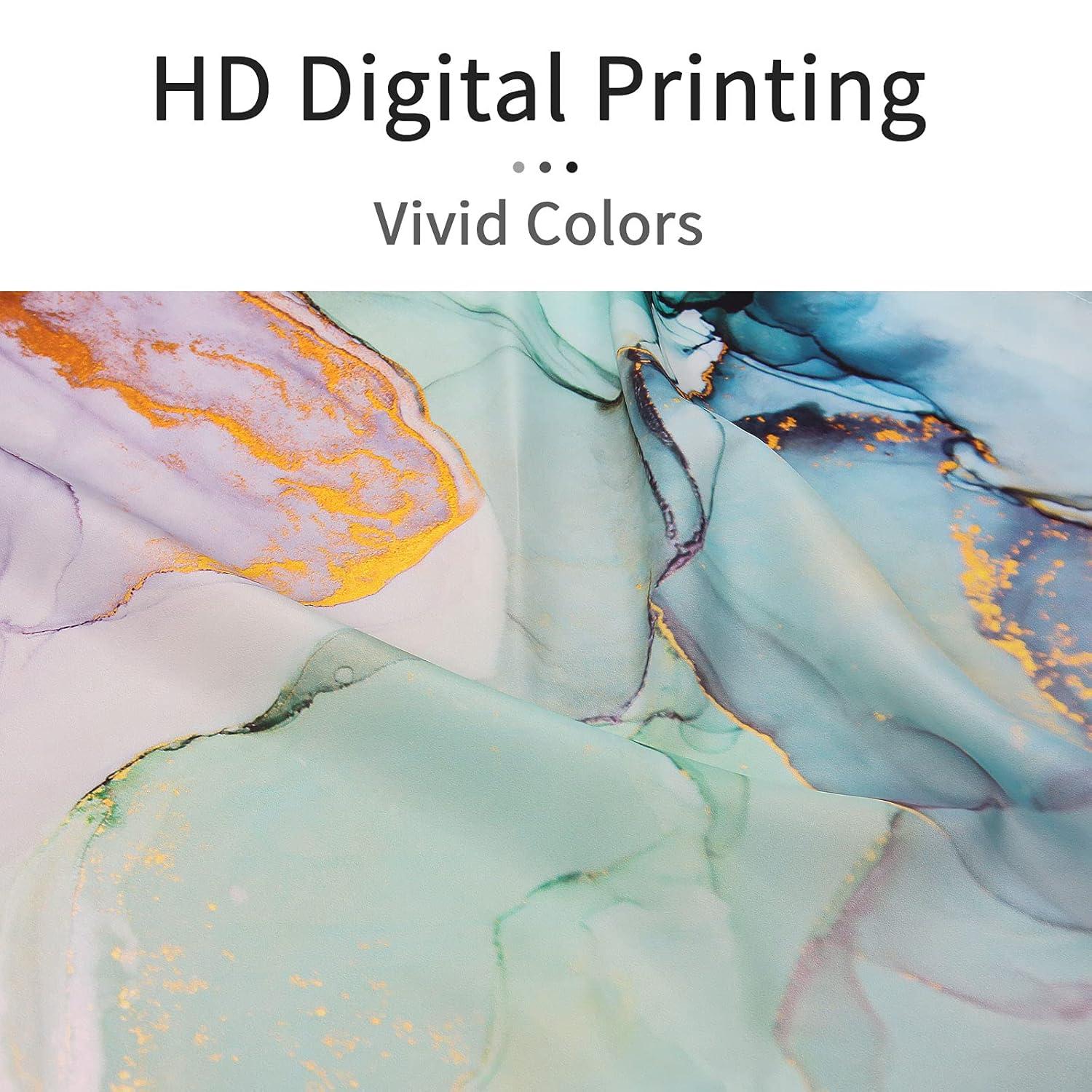 Abstract Marble Shower Curtain, Blue Green Purple Jade Texture Gold Stripes Ombre Watercolor Paint, Modern Ink Art Decor Waterproof Fabric Shower Curtain for Bathroom Set with Hooks, 71 x 71