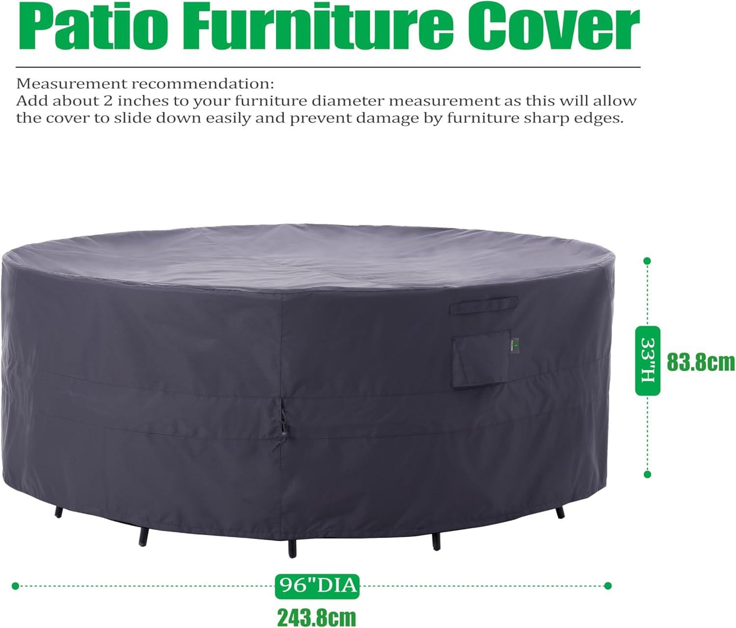 F&J Outdoors Premium Luxury Waterproof Outdoor Patio Round Table Cover, 96" Diameter