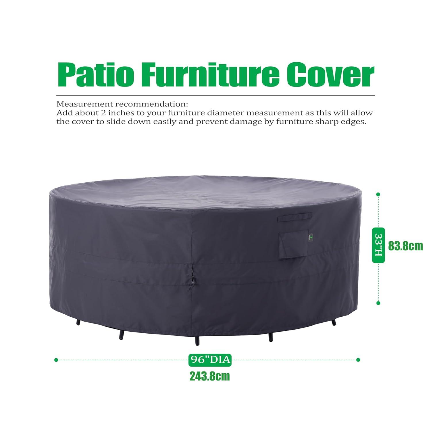 F&J Outdoors Premium Waterproof Outdoor Patio Round Table Cover: Latest Rip-Stop Fabric, 3-Year Warranty