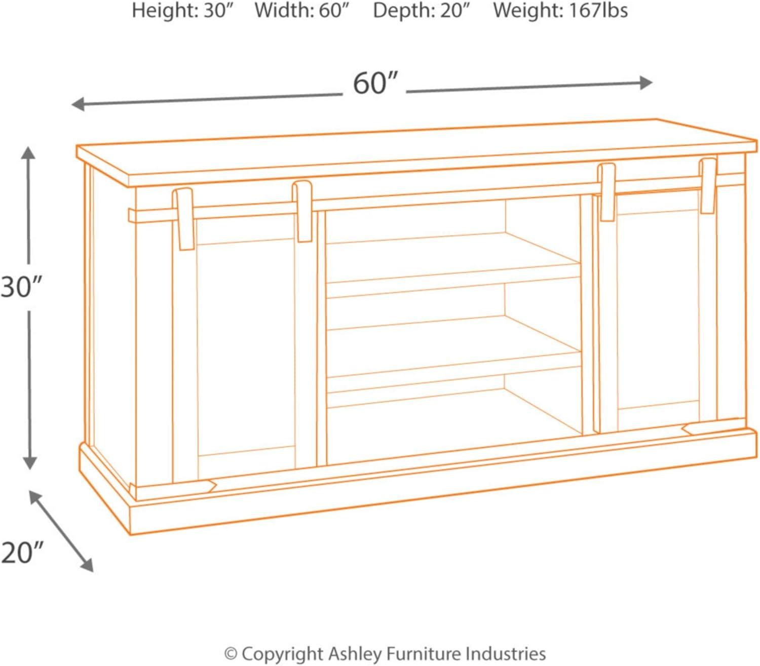 Ashley Furniture Budmore 60"" TV Stand in Rustic Brown