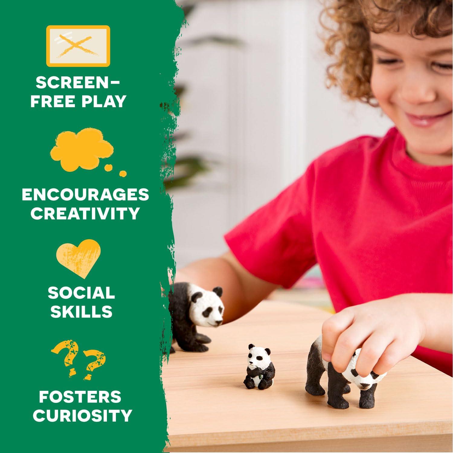 terra by battat - giant panda family - small panda bear animal toys for kids 3-years-old & up (4 pc)