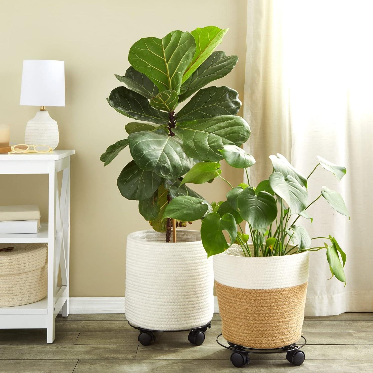 Bright Creations 4 Pack Metal Rolling Plant Stand, Planter Caddy with Wheels for Indoor and Outdoor Pots (10.6 Inches)