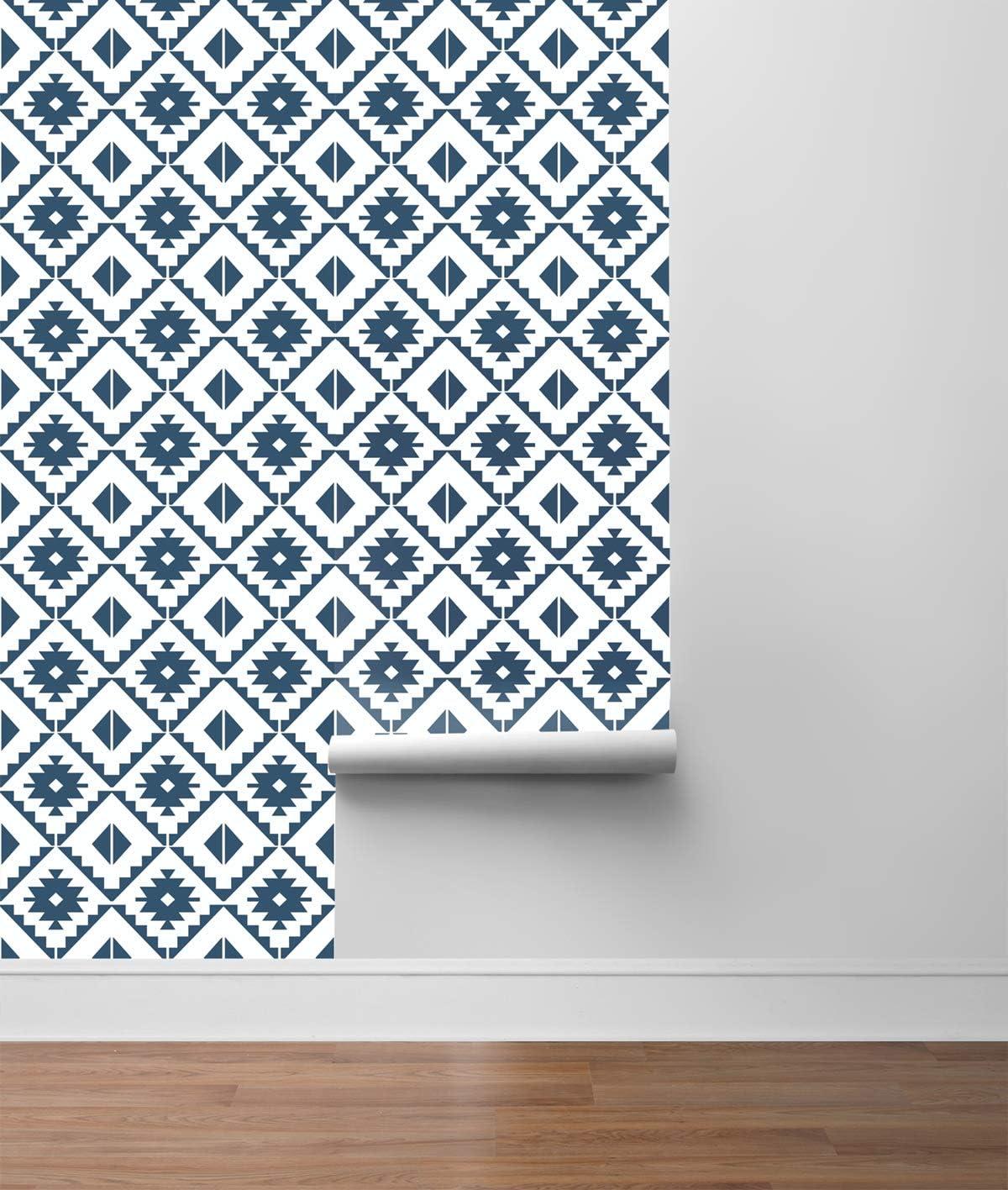 Navy Blue Southwest Tile Peel and Stick Wallpaper