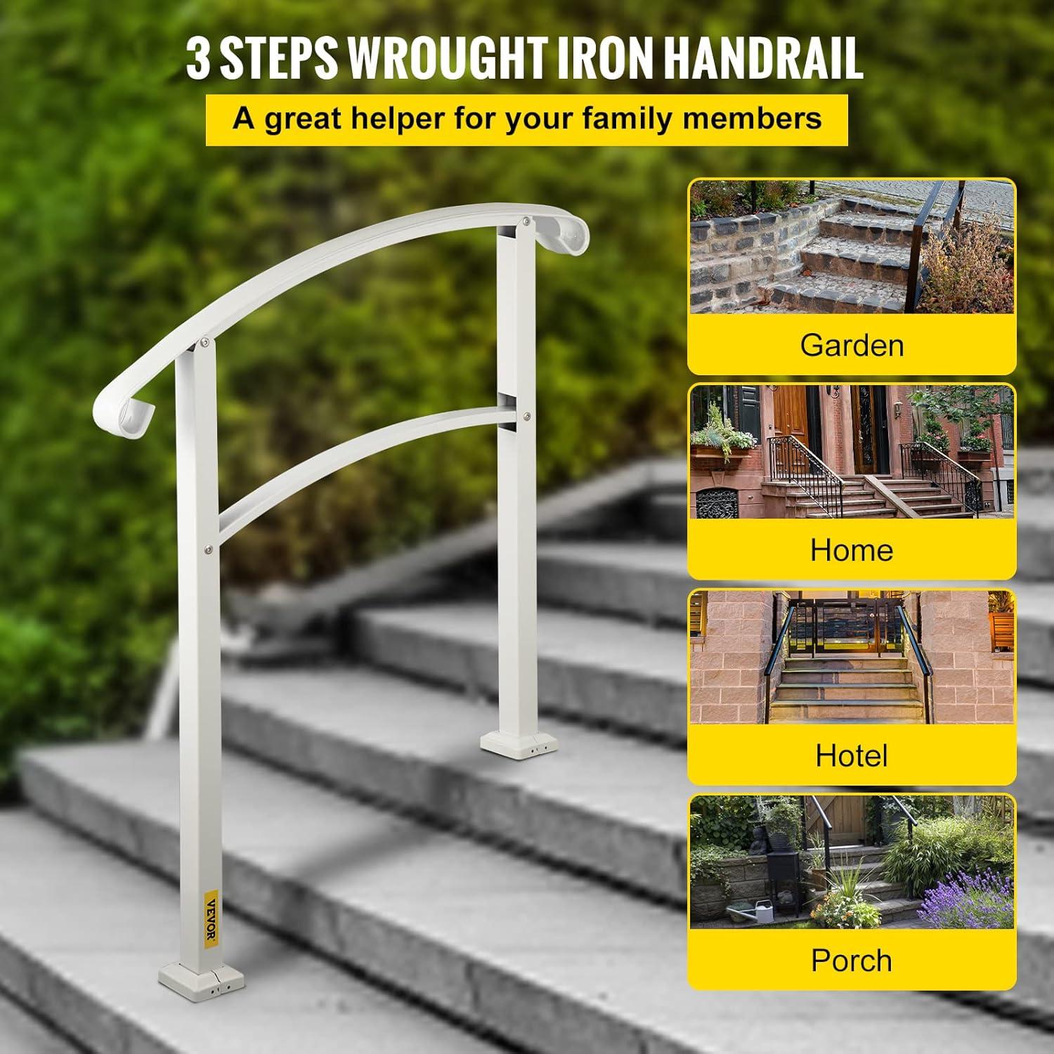 VEVOR Handrails for Outdoor Steps Adjustable Wrought Iron Handrails