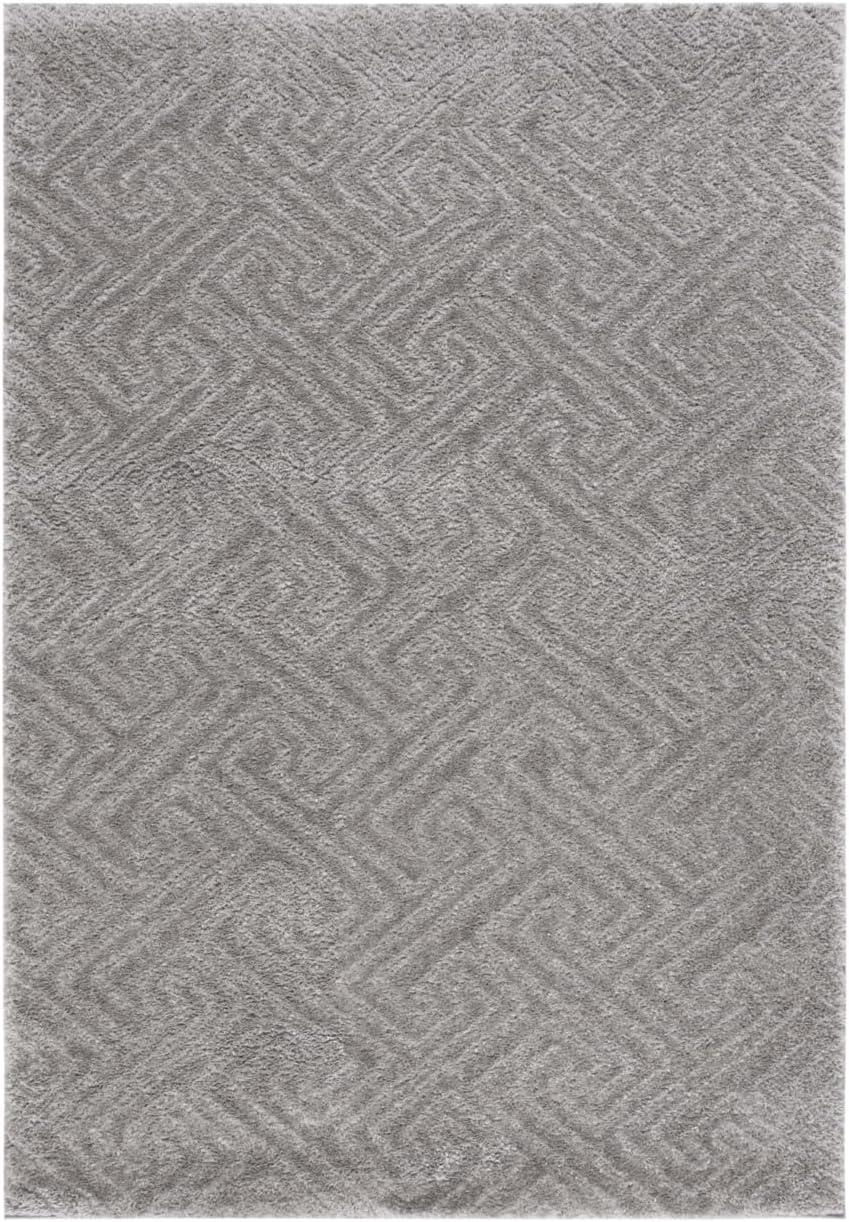 Gray Geometric Shag Synthetic Area Rug, 4' x 6'