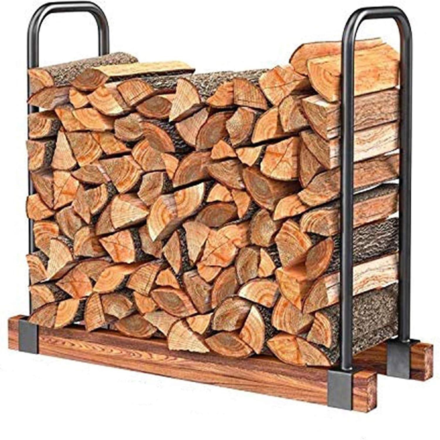 Heavy-Duty Adjustable Firewood Log Bracket - Customizable Steel Rack For Indoor & Outdoor Use