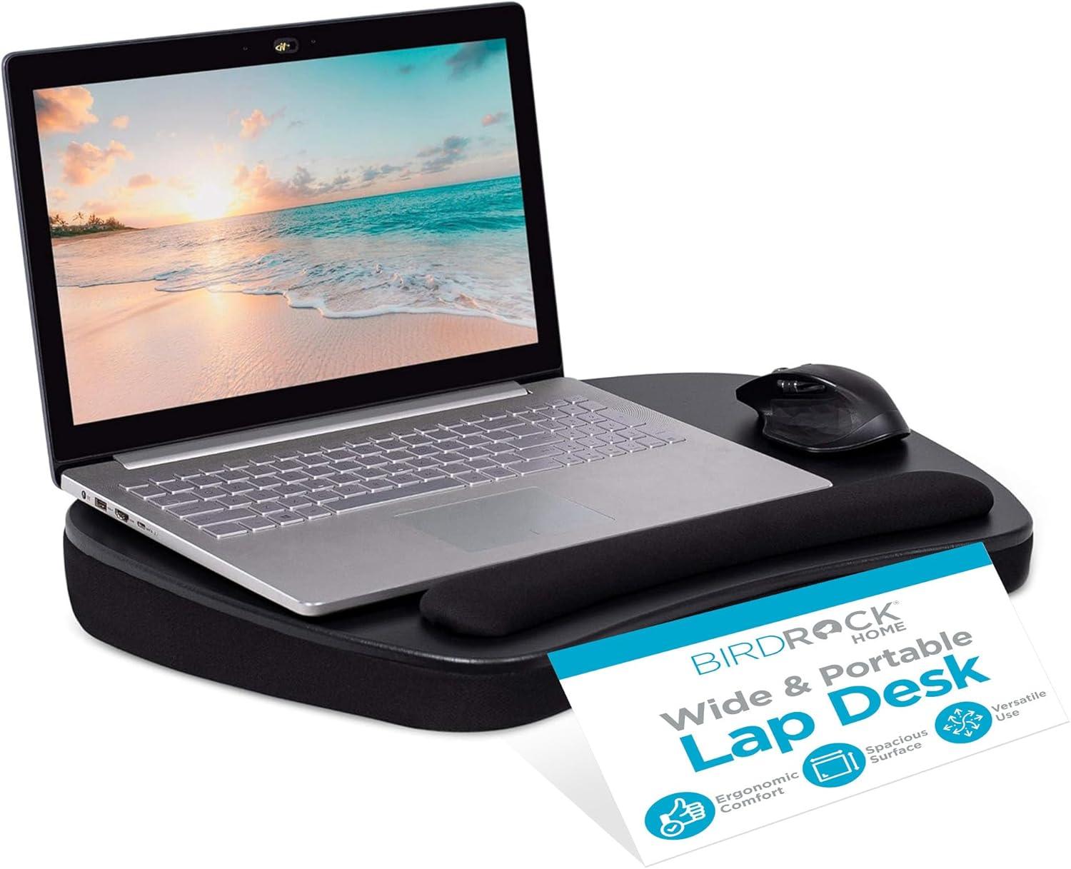 Sofia + Sam Oversized Memory Foam Lap Desk with USB Light - - Fits Laptops Up to 17 Inches - Matte Black