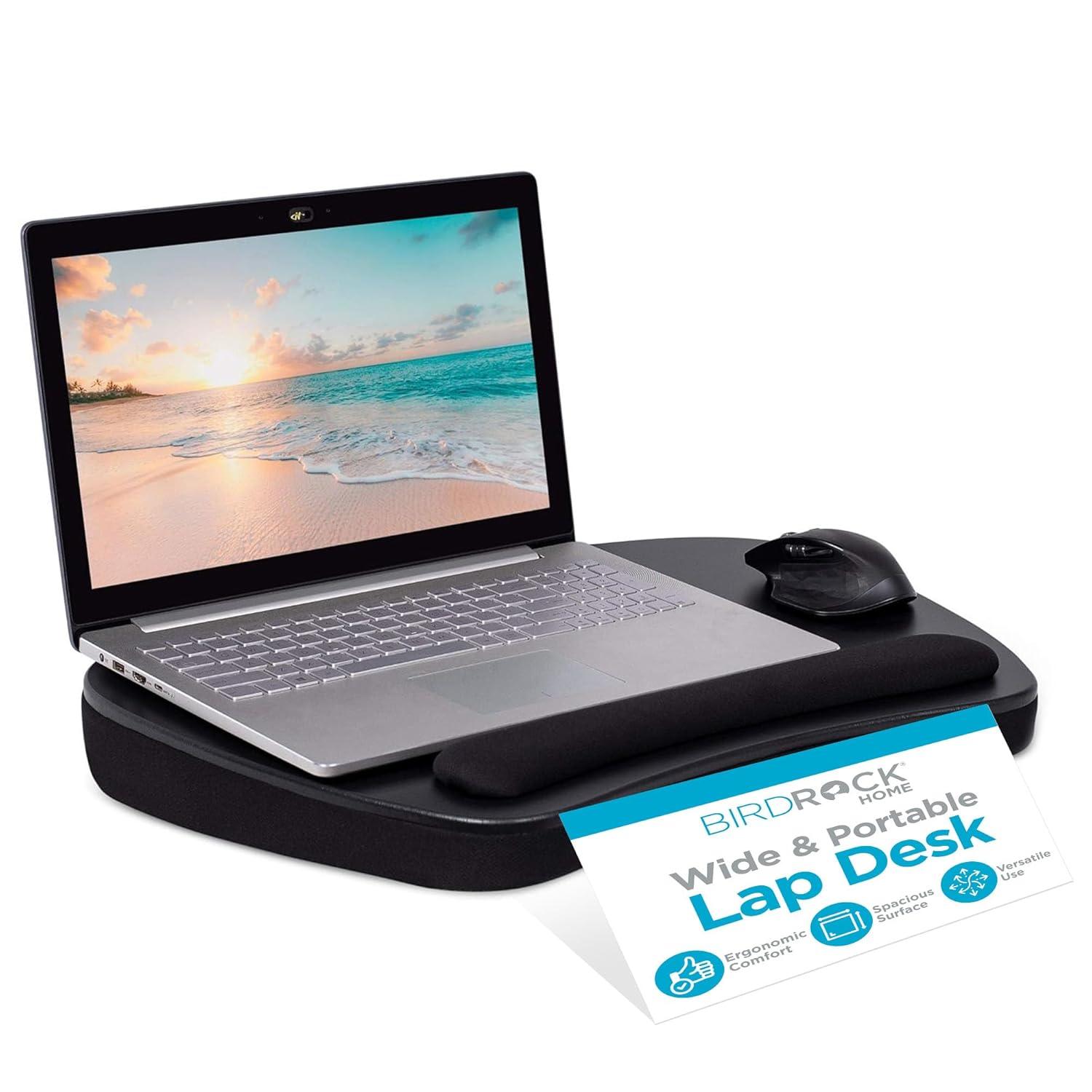 Sofia + Sam Oversized Memory Foam Lap Desk with USB Light - - Fits Laptops Up to 17 Inches - Matte Black