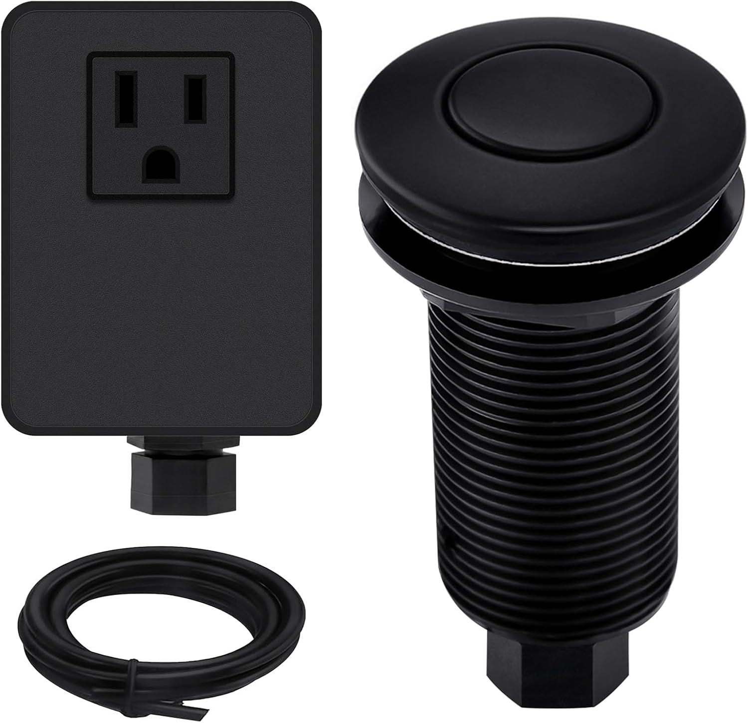 Kraus KRAUS Garbage Disposal Air Switch Kit with Push Button, AC Adapter, Power Cord, and Air Tube Included