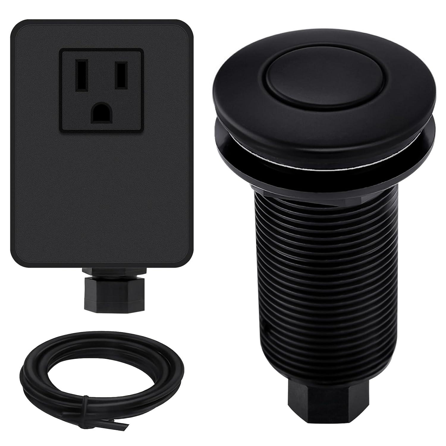 Kraus KRAUS Garbage Disposal Air Switch Kit with Push Button, AC Adapter, Power Cord, and Air Tube Included