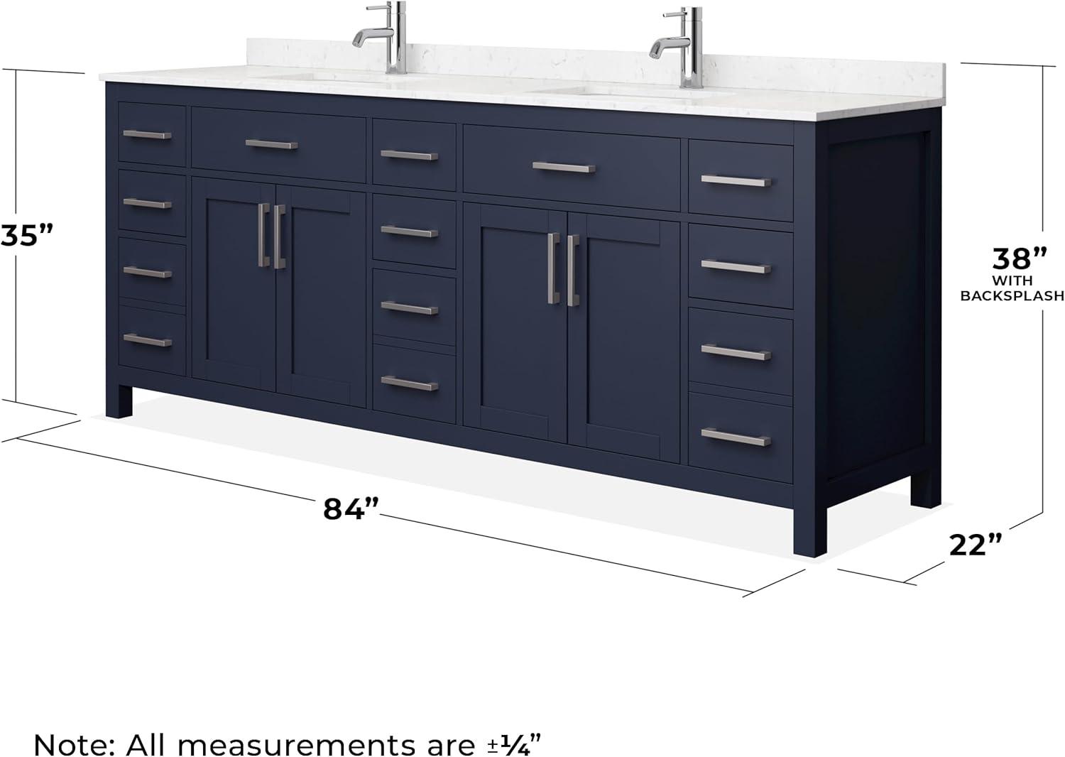 Wyndham Collection Beckett 84" Freestanding Double Bathroom Vanity with Cultured Marble Top