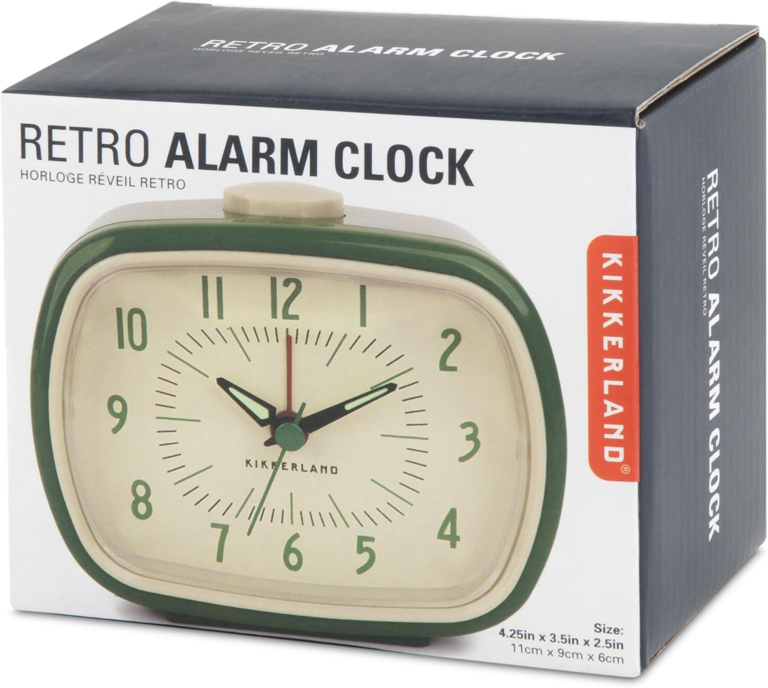 Green Retro Plastic Alarm Clock with Glow Hands