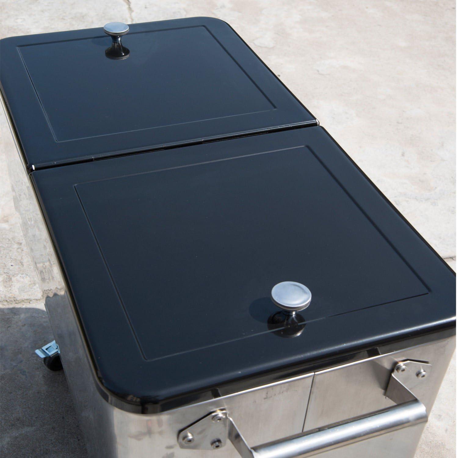 IRHOMA Outsunny 80 QT Rolling Cooling Bins Ice Chest on Wheels Outdoor Stand Up Drink Cooler Cart for Party