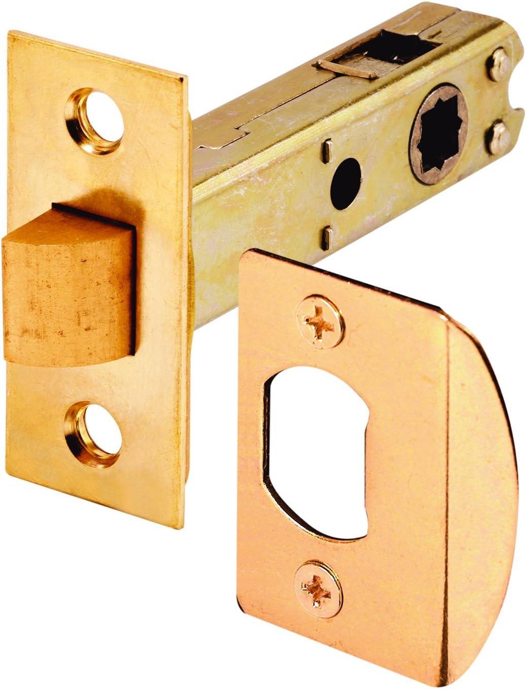 Passage Door Latch, 9/32 in. and 1/4 in. Square Drive, Steel, Brass Finish