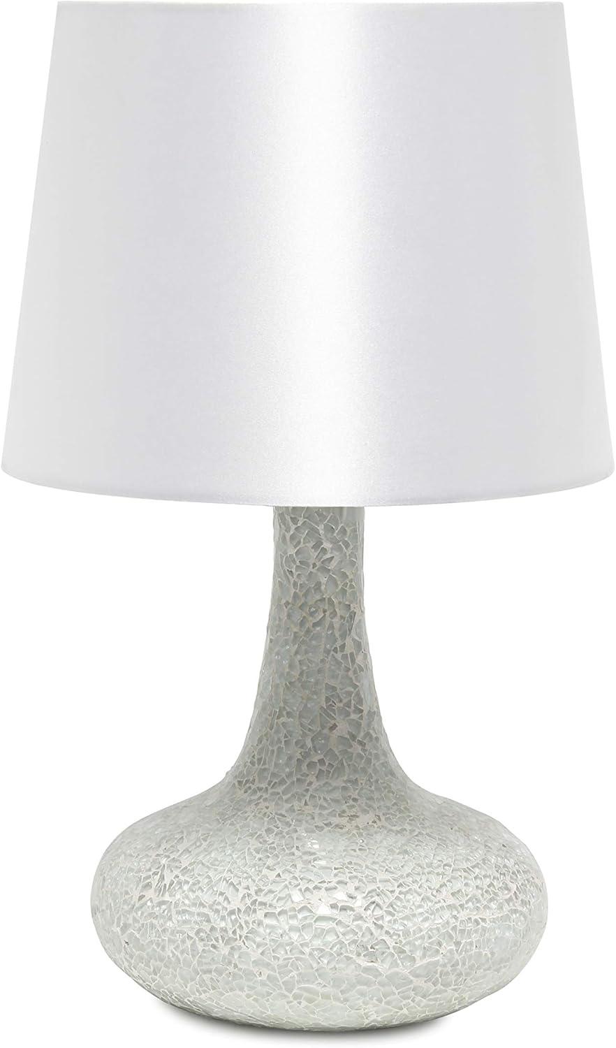 Mosaic Tiled Glass Genie Table Lamp with Fabric Shade White - Simple Designs