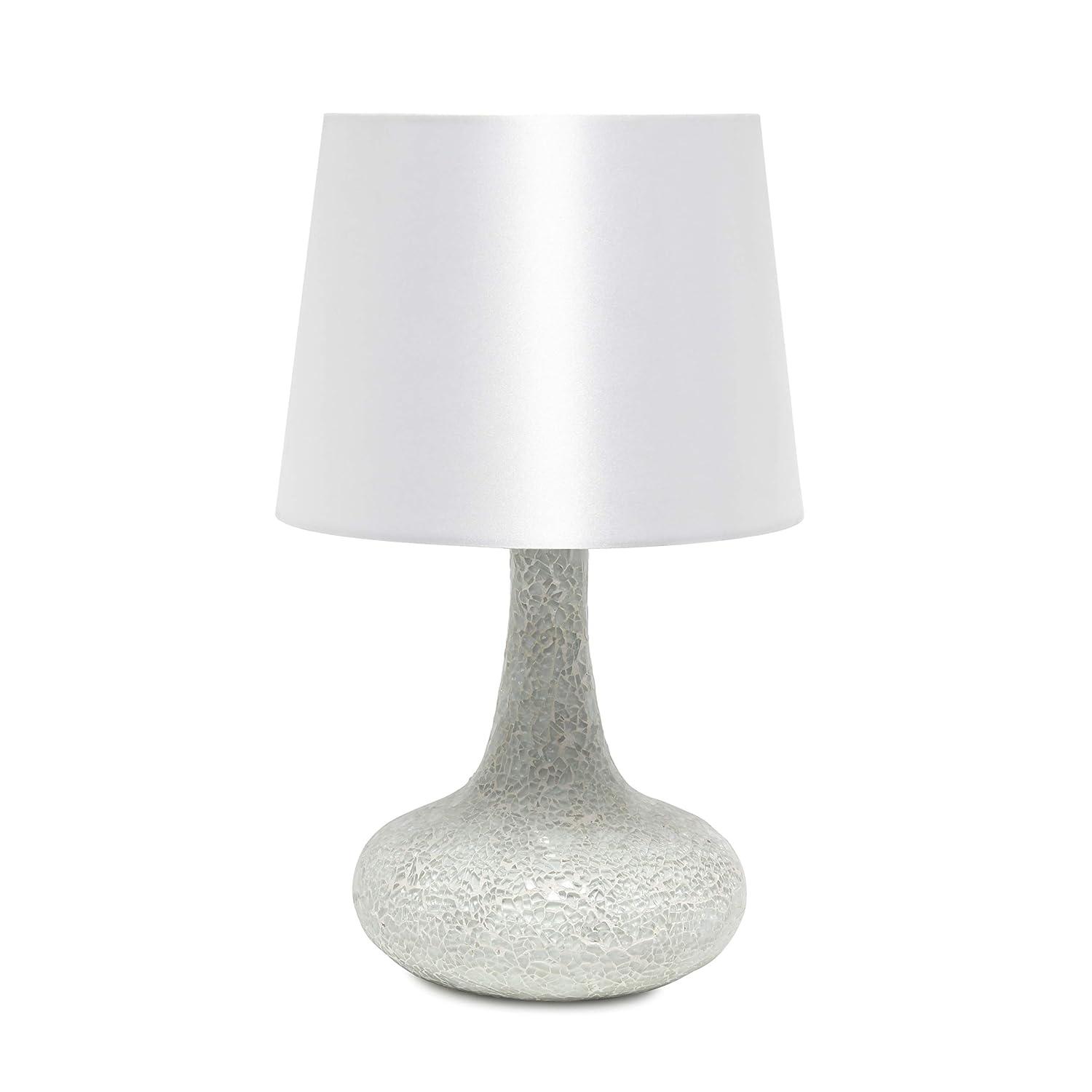 Mosaic Tiled Glass Genie Table Lamp with Fabric Shade White - Simple Designs