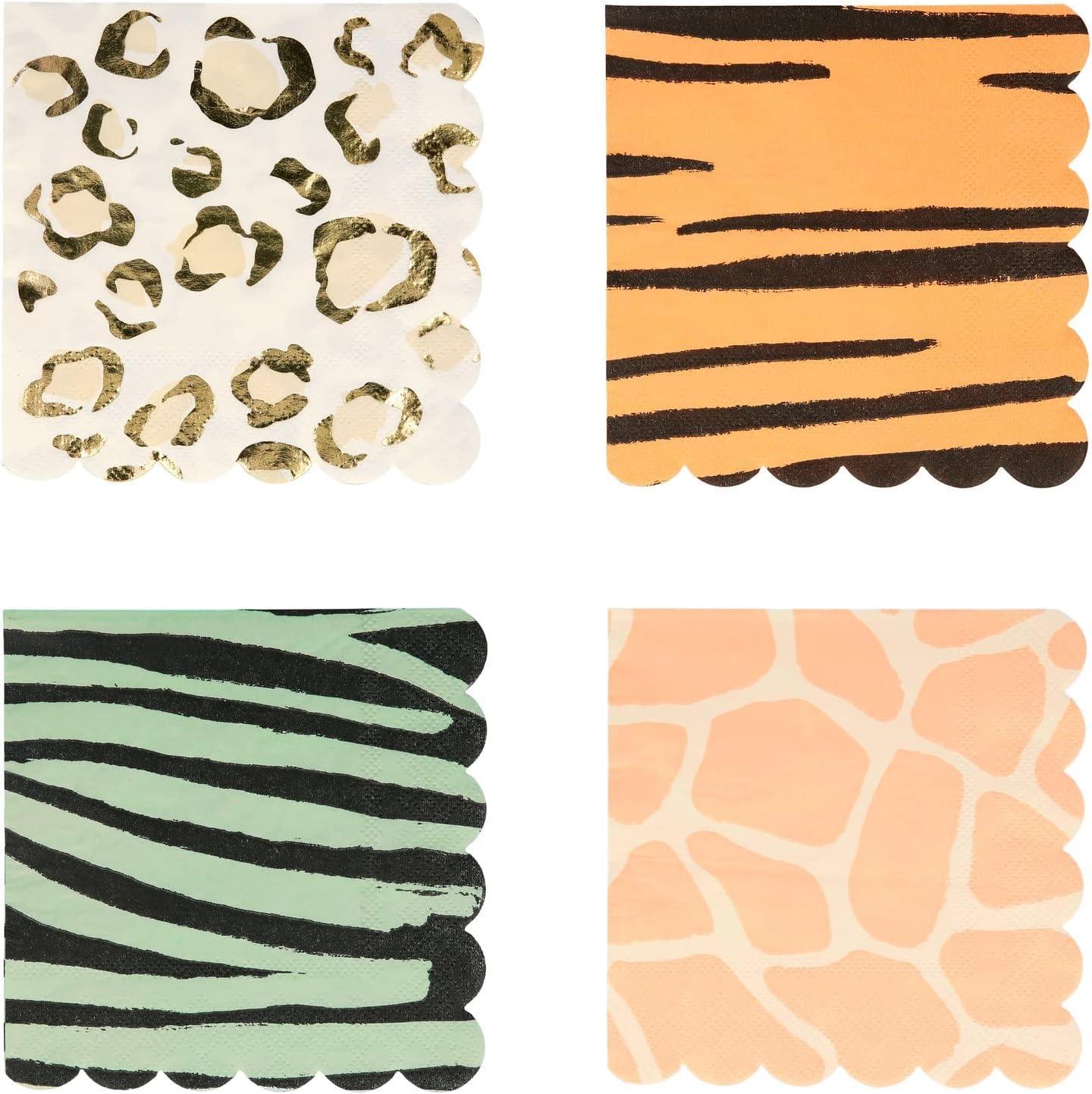 Safari Animal Print Neon and Gold Foil Luncheon Napkins