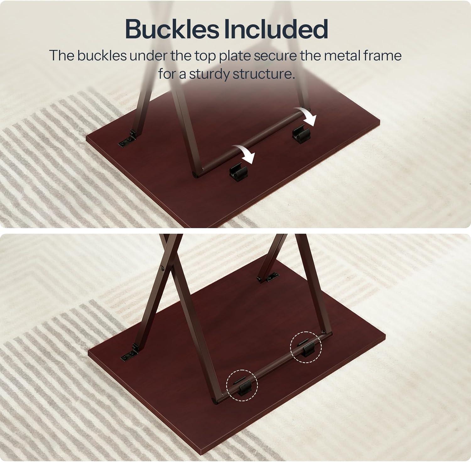 HOOBRO Folding TV Tray Tables, Set of 2 Side Table for Small Space, Industrial Snack Tables for Eating at Couch, Stable Metal Frame, Easy Assembly, Space Saving, Brown BR25BZ01