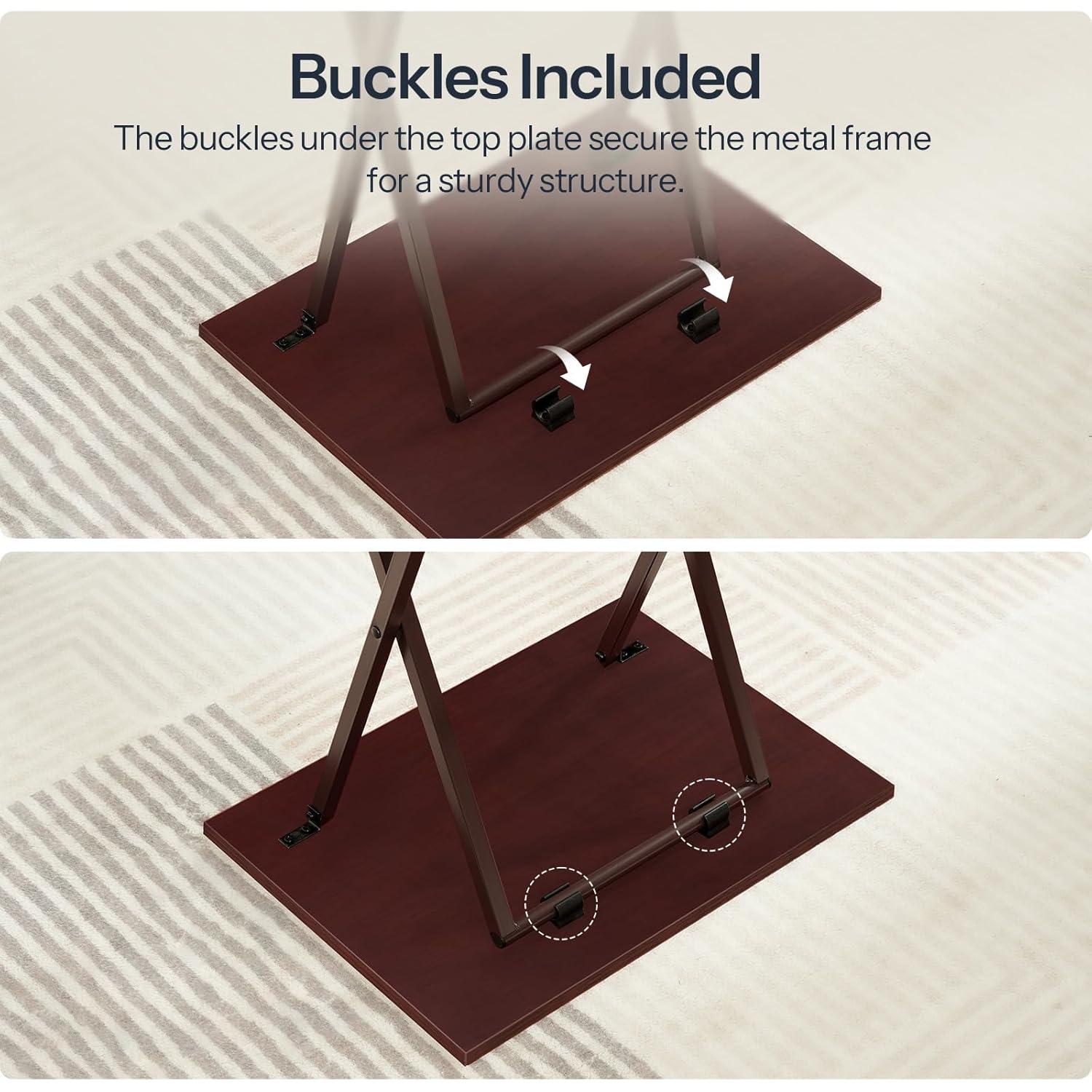 HOOBRO Folding TV Tray Tables, Set of 2 Side Table for Small Space, Industrial Snack Tables for Eating at Couch, Stable Metal Frame, Easy Assembly, Space Saving, Brown BR25BZ01