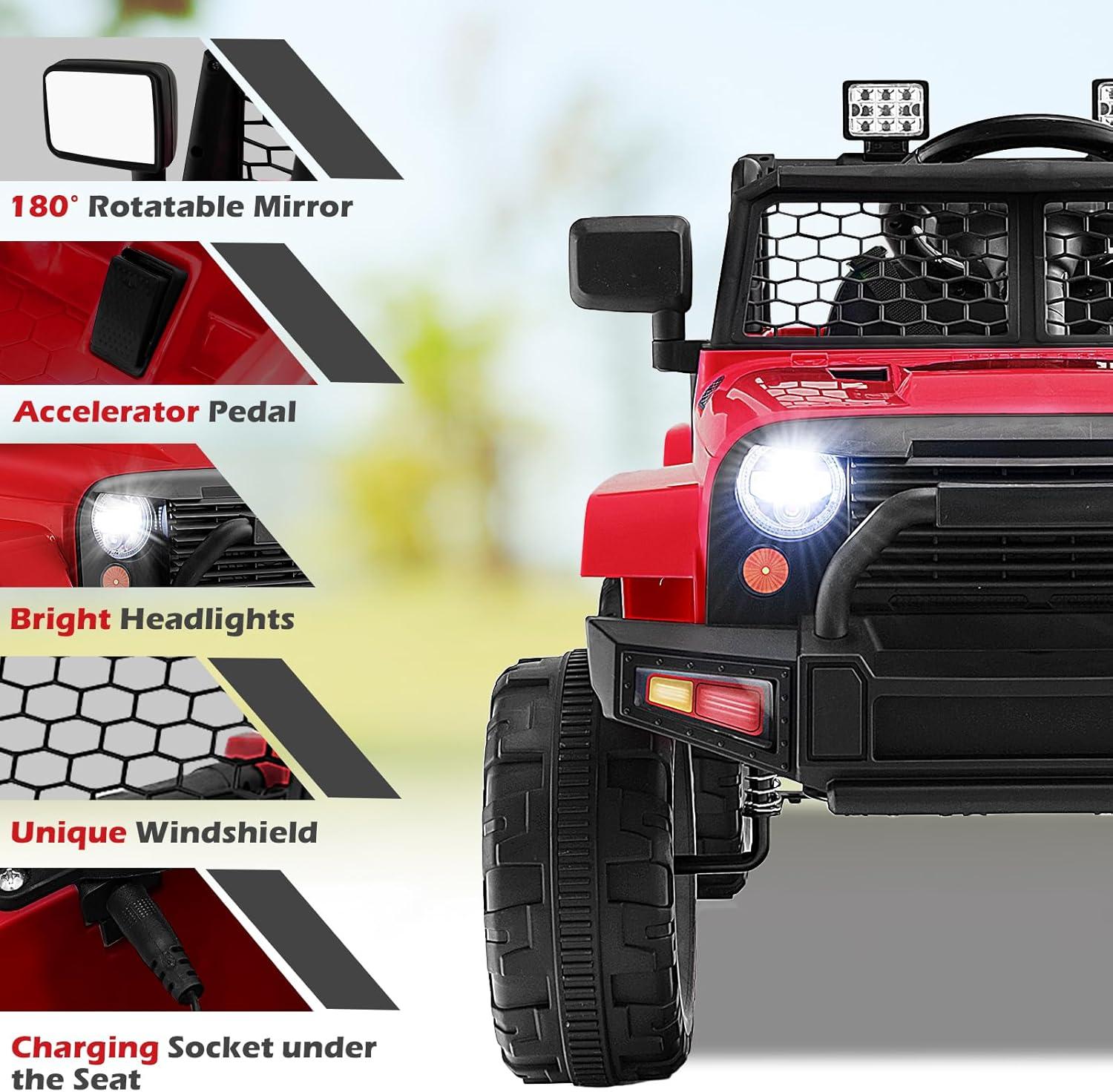 Red 12V Battery Powered Kids Truck with Remote Control