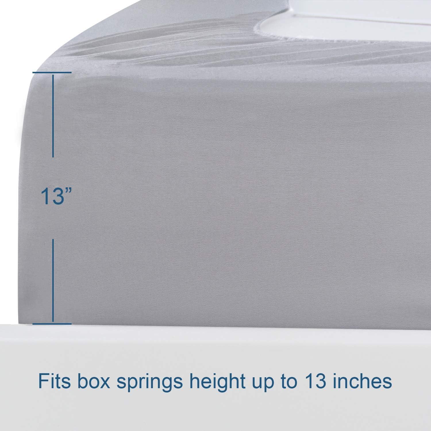 Box Spring Cover Queen Size Grey, Elastic Fabric Wrap Around 4 Sides Bed Skirt, Sleek Alternative for Bed Skirts for Hotel/Home, Fits Box Springs up to 13â€