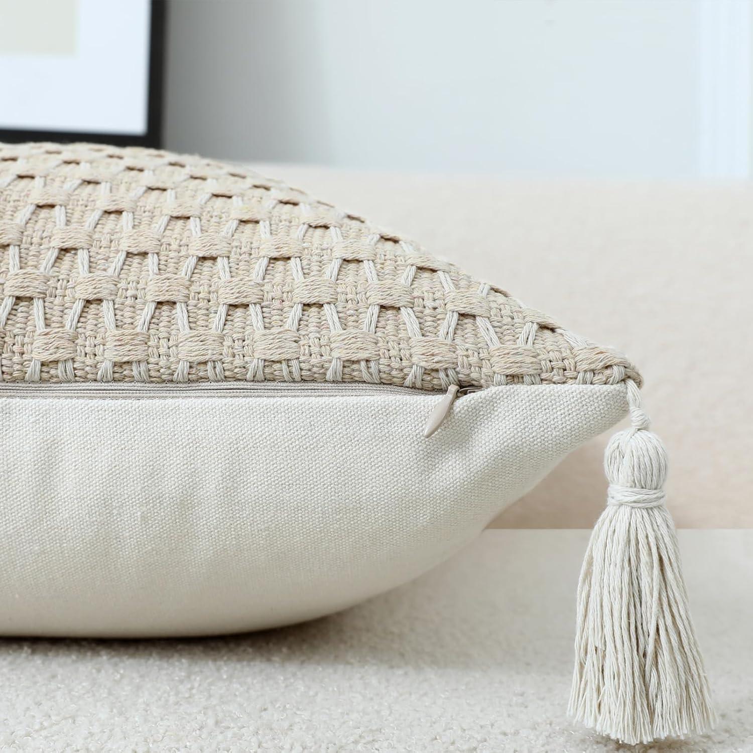 Boho Living Boho Living Jada Decorative Pillow Collection Jute/Cotton Indoor Square Throw Pillow with & Insert (Set of 2)