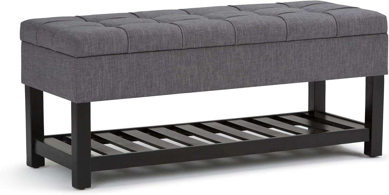 Simpli Home Saxon 43"W Tufted Transitional Storage Ottoman Bench with with Lift-Top Lid